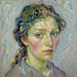 portrait of a woman, detailed beautiful face in painting, detailed beautiful portrait, expressionist oil painting masterpiece, 8 k resolution, smooth, sharp focus, pastel color palette, trending on artstation, by van gogh