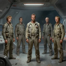 airbrushed humorless space station muted colors by jack kirby, wayne d barlowe, francesco blanc, geof darrow, alex ross, basil gogos, philippe druillet, fine art masterpiece baked at 3 0 0 f, matte painting, cold lighting, aged with sunlight, award winning horror, photorealistic render, cinematic