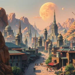 an afternoon city at mars. highly detailed, digital painting, watercolor, soviet realism, engraving, artstation, concept art, smooth, sharp focus, vivid grunge, manga, illustration, unreal engine 5, 8 k, art by bilibin and kilian eng and kuvshinov and malevich and mucha