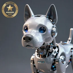 a cybernetic robotic dog, photo, close up, award wining, highly detailed, global illumination,
