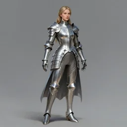 beautiful female dorothy gale, rebecca romijn as dorothy, full body character concept, full metal armor, silver metallic, super powers, fantasy, intricate, elegant, highly detailed, digital painting, artstation, concept art, shining, sharp focus, illustration, art by stanley lau