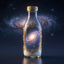 the milky way in a milk bottle, artstation, 3 d render, unreal engine, cinematic, 3 5 mm, 8 k, cinematic lighting, global illumination, ray tracing reflections, insanely detailed and intricate, elegant, ornate, super detailed