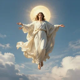 god floating down from heaven