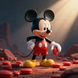mickey mouse taking a red pill