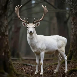 king of the forest, a white stag, beautiful, fantasy, hyper realistic, dramatic lighting, cinematic, 3 5 mm lens, 8 k,