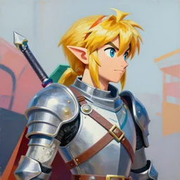greg manchess portrait painting of armored link from legend of zelda as overwatch character, medium shot, asymmetrical, profile picture, organic painting, sunny day, matte painting, bold shapes, hard edges, street art, trending on artstation, by huang guangjian and gil elvgren and sachin teng