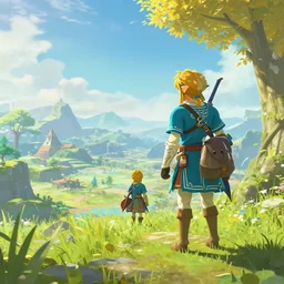 detailed scenery from the legend of zelda breath of the wild, breath of the wild art style, 4 k.
