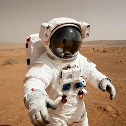 astronaut taking a selfie on mars, hd, high detailed,