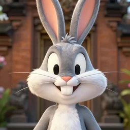 A badass photo of bugs bunny in the movie about Bali, award winning photography, 50 mm, perfect faces