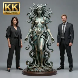 award - winning photo of the gorgon medusa standing on dais by hiroko sakai and greg rutkowski and min guen, trending on artstation, ultrarealistic, photorealistic, 8 k render, octane render, unreal render