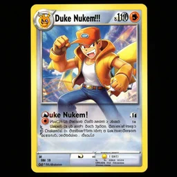 Duke Nukem!!!, Pokemon card of Duke Nukem!, highly detailed trading card screenshot