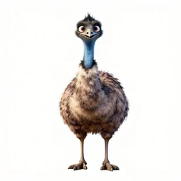 watercolor style emu, stylized pixar-style 3d render, full body, isolated on a pure white background, centered, entire subject in frame, sharp focus, soft studio lighting