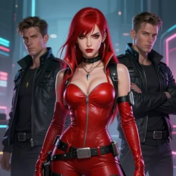 a stunning portrait of red sonja as a cyberpunk princess, digital art by artgerm and ross tran and angel ganev, medium shot, highly detailed, trending on artstationhq