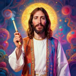 jesus holding a bong, psychedelic