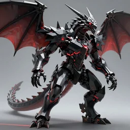 “ anthro dragon wearing shiny black low poly sharp angular edgy polygonal sci - fi armor cinematic shot dynamic pose red glowing lines deviant art art station 4 k octane render war frame fanart destiny 2 fanart ”
