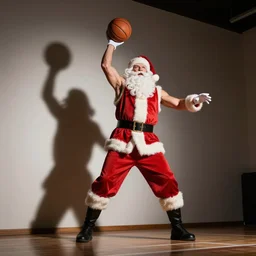 Santa playing basketball