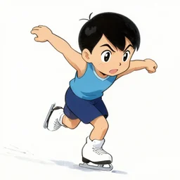 single skater character on white background, cartoony stylized proportions by hirouki imaishi inks and colors