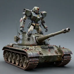 zaku stepping on tank, highly details, msg, 0 0 7 9, haha stinky