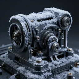 detailed 1 9 9 0 s computer mechanical device made of black steel, overgrown with salt crystals incredible detail, cinematic studio lighting, octane 8 k