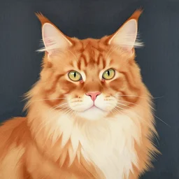 beautiful portrait ukiyo - e painting of an ginger maine coon with white beard by kano hideyori, kano tan'yu, kaigetsudo ando, miyagawa choshun, okumura masanobu, kitagawa utamaro
