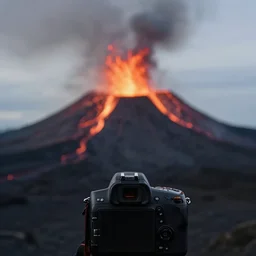 a volcanic eruption, clear focus, rule of thirds, 4 k uhd, bokeh effect, high res, hasselblad, dslr, professional, cinematic film still