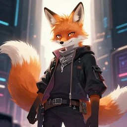 a fox fursona, trending on pixiv, by kawacy, furry art, digital art, cyberpunk, high quality, backlighting
