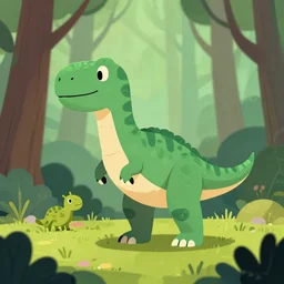 an illustration of a dinosaur 3 2 0 8 in the woods, trending on artstation, central composition, very cartoon, shape focus, high detailed, by anton fadeev 8 sk 9