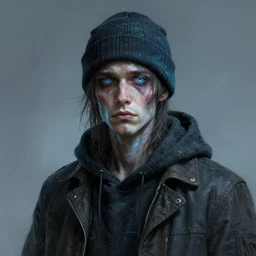 portrait of a starving ai artist, detailed clothing, beanie, concept art, artstation, detailed luminescent digital painting by alan lee and artgerm