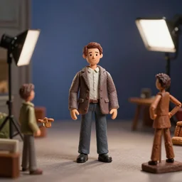 a photo of a stopmotion animation filming set of the truman's show