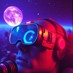 oculus ad from the 8 0's, synthwave, high detail