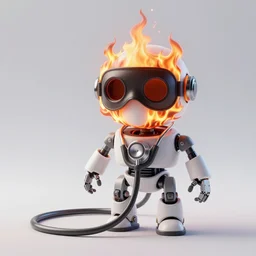 An album cover, fire, mask, stethoscope, 3d render, robot, unreal engine, portrait