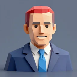 low poly 3d render of joe biden with red hair