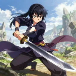 anime girl, fight, swords, drawn by kousaki, digital art, trending on art station, extremely detailed, 8 k, epic scenery