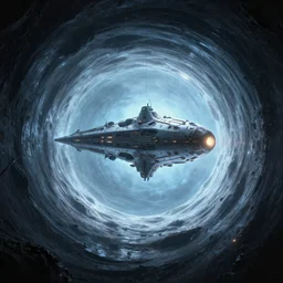 mothership inside a worm hole, artstation, volumetric light, high detail, reflections, perfect, concept art, hdr, 4 k