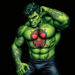 the hulk covered of super stylish hipster tattoos all over his body