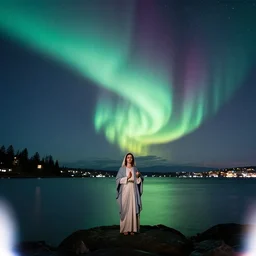 beautiful aurora over seattle long exposure film virgin mary blended