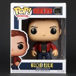 duke nukem funko pop vinyl figure, photo realistic, highly detailed,