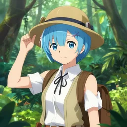 reimu in the jungle wearing [ explorer hat ]