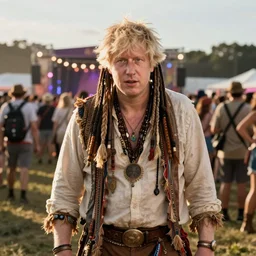 boris johnson dressed as a hippie at a music festival