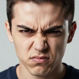 aggressive frowning