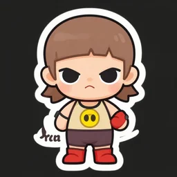cute miss mascot dimocla ¨ s dimocla ¨ s doublade super hero sticker art, cronobreaker, beeple game icon
