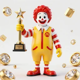 a still of ronald mcdonald surrounded by gold and diamonds, award - winning, photograph, 3 d render, unreal engine, 4 k detailed