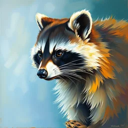 oil painting of a raccoon with shades