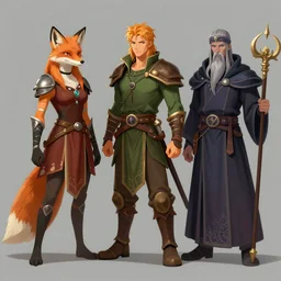 designs for a fox folk duel class druid and wizard in the style of the show the legend of vox machina on amazon prime