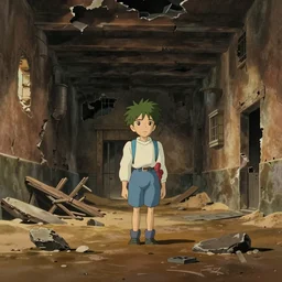realistic interior shot from howl's moving castle ( 2 0 0 4 ) of a crumbling flooded desert prison, cartoon, depth of field.