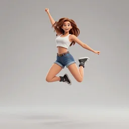 christina hendrix character model, jumping jack pose, orthographic front view, single figure, 4 k photograph, clear details