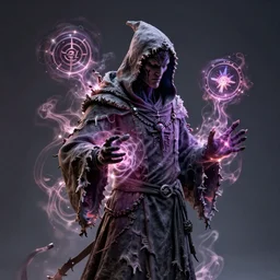 a necromancer pulsing with necrotic energy, art by cedric peyravernay, power auras, sigils, tattered cloth robes, substance 3 d painter, pbr textures, physical based rendering, cinematic, hyper realism, high detail, octane render, unreal engine, 8 k, smooth gradients, high contrast, depth of field, aperture f 2.