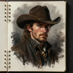 asset sheet, material study ( caricature ) cowboy by ( by mark ryden ) dark foreboding