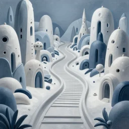 an epic elite mysterious whimsical masterpiece fantasy matte painting of a winding path through arctic dream worlds with surreal architecture designed by heironymous bosch, structures inspired by heironymous bosch's garden of earthly delights, surreal ice interiors by cyril rolando and cyril rolando and asher durand and natalie shau, insanely detailed and intricate, very complex, elegant