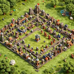 an high detailed city in the style of clash of clans, octane render n - 3